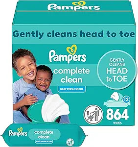 Pampers Baby Wipes, Complete Clean Baby Fresh Scented Wipe, Gently Cleans Head to Toe, 864 Total ... | Amazon (US)