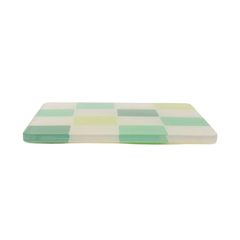 Mainstays 4-Inch Square Acrylic Coaster, Green Check | Walmart (US)
