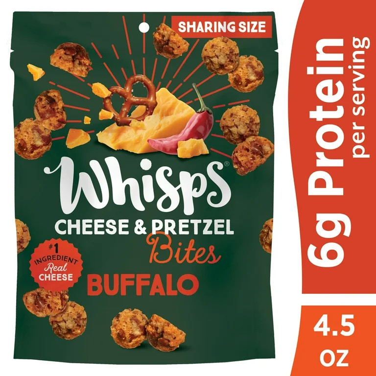 Whisps Buffalo Cheddar Cheese & Pretzel Bites, Protein from 100% Real Cheese, Family Size, 4.5 oz | Walmart (US)
