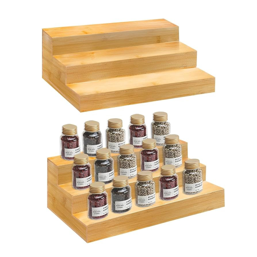 Spice Rack Organizer for Cabinet - Bamboo Spice Shelf, 3 Tier Seasoning Organizer for Countertop,... | Amazon (US)