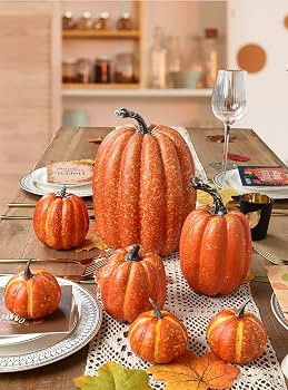 DearHouse 7Pcs Thanksgiving Artificial Pumpkin Home Decoration Sets, Artificial Vegetables Pumpki... | Amazon (US)