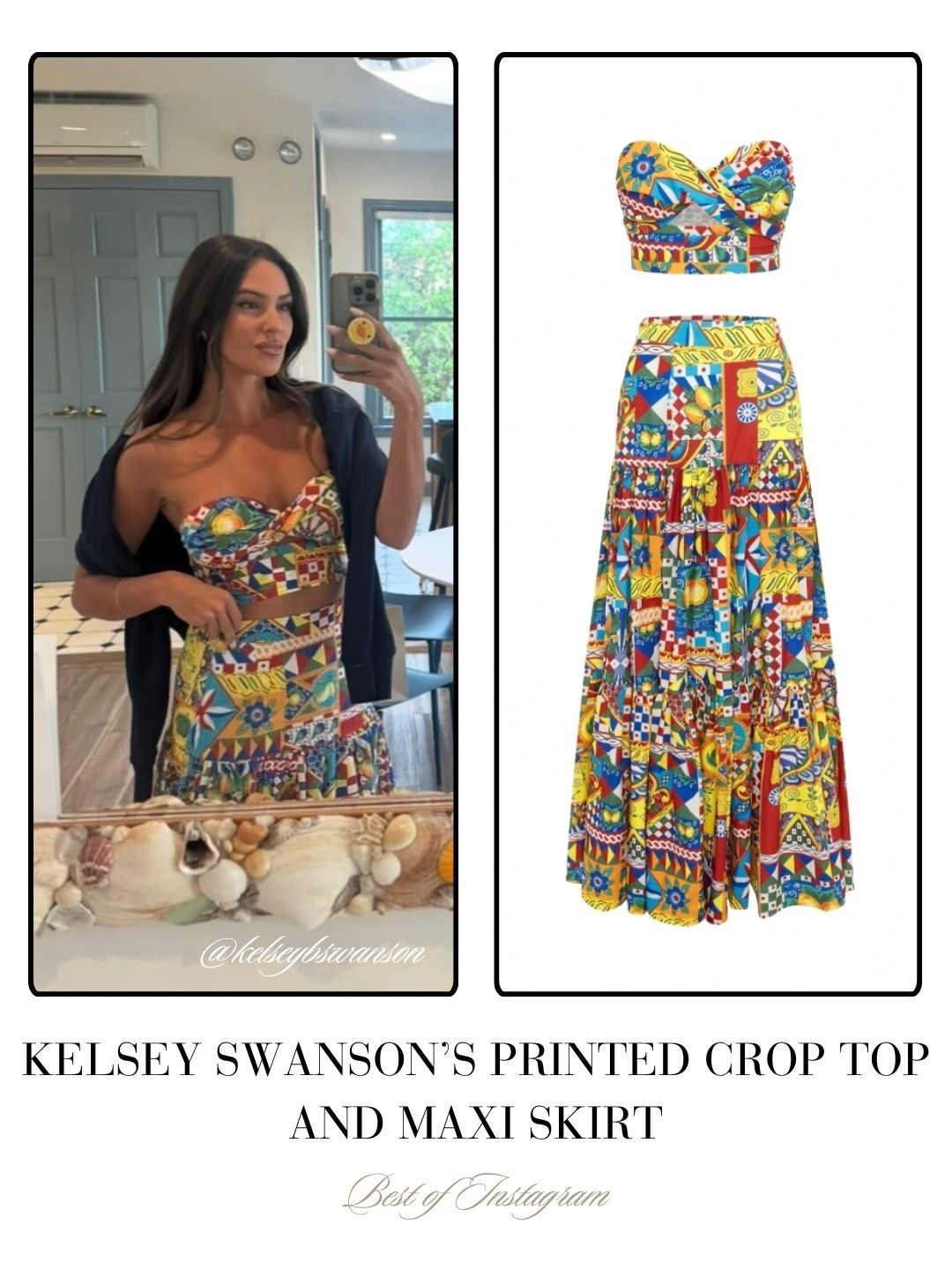 Kelsey Swanson’s Printed Crop Top and Maxi Skirt 📸 = @kelseybswanson