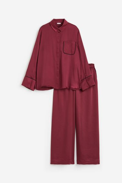 Satin Pajamas - Light beige - Home All | H&M US | H&M (US + CA)