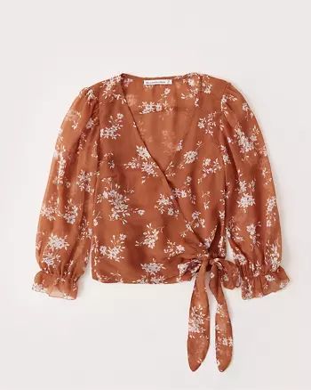 Long-Sleeve Chiffon Wrap Blouse | Abercrombie & Fitch US & UK