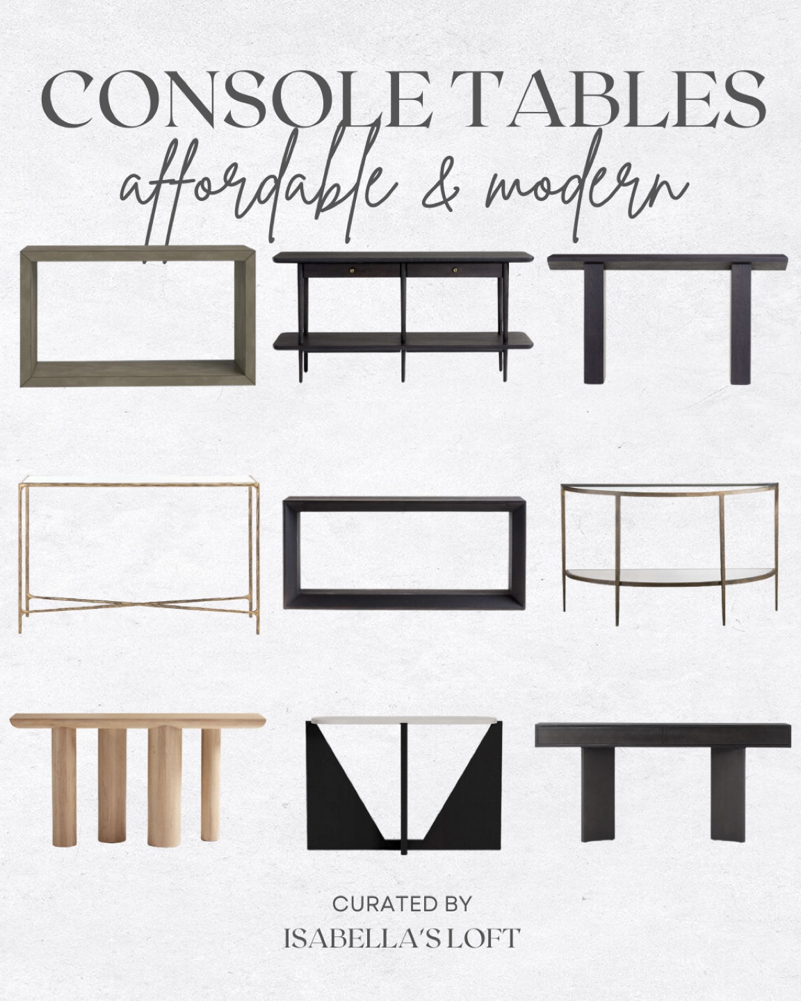 Console Tables affordable and modern 

Media Console, Living Home Furniture, Bedroom Furniture, stand, cane bed, cane furniture, floor mirror, arched mirror, cabinet, home decor, modern decor, mid century modern, kitchen pendant lighting, unique lighting, Console Table, Restoration Hardware Inspired, ceiling lighting, black light, brass decor, black furniture, modern glam, entryway, living room, kitchen, bar stools, throw pillows, wall decor, accent chair, dining room, home decor, rug, coffee table

#LTKbump #LTKhome #LTKFind