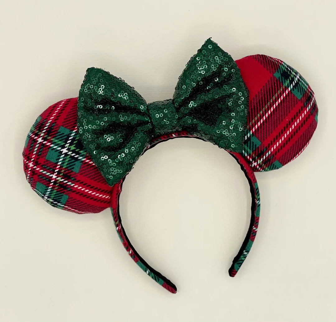 MADE TO ORDER Red and Green Plaid Christmas Mouse Ears - Etsy | Etsy (US)