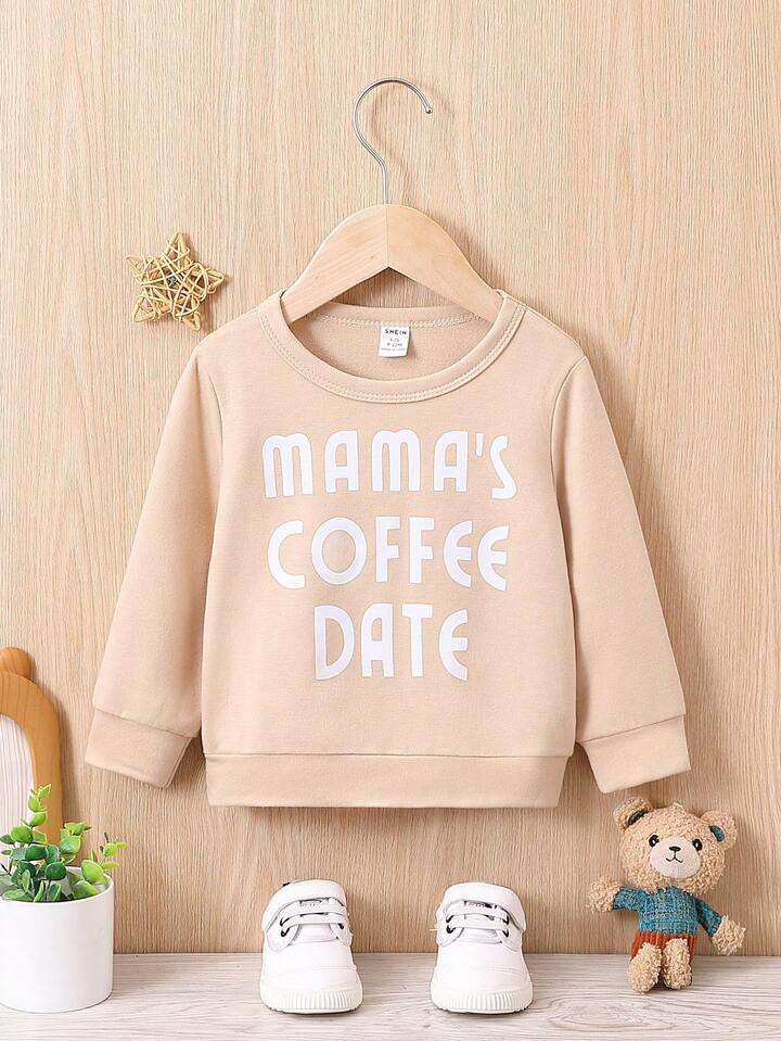 SHEIN Baby Girl Letter Graphic Sweatshirt | SHEIN