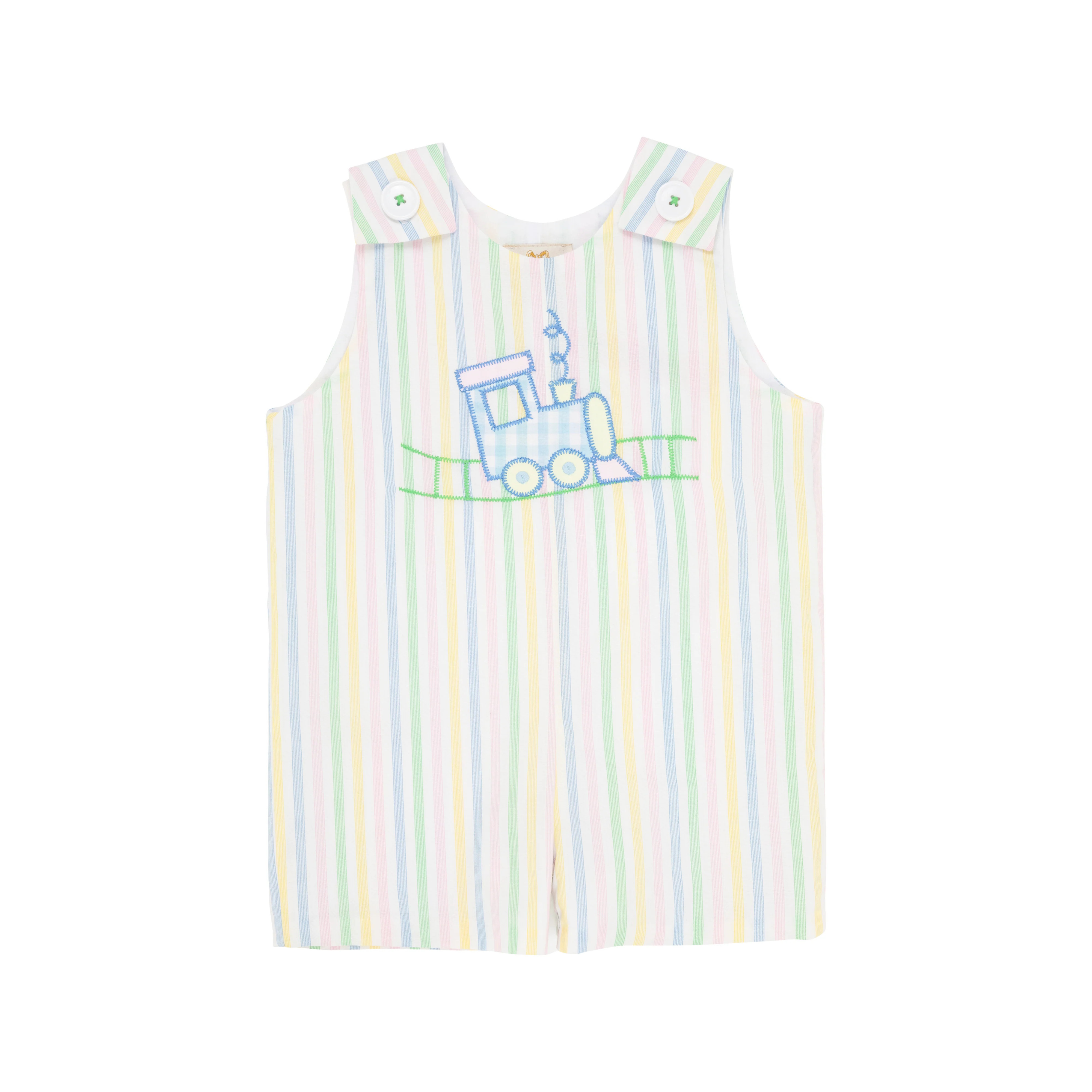 Jack Keene Jon Jon - South Carolina Stripe with Train Applique | The Beaufort Bonnet Company