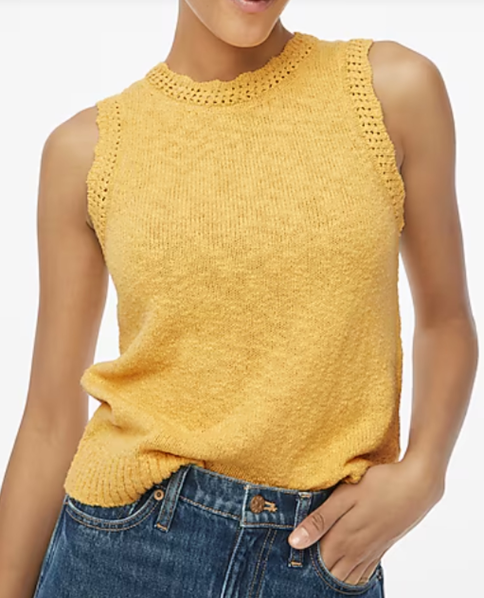 Slub sweater-tank in ‘warm
Honey’ from jcrew factory 
Yellow ochre
House of colour / Autumn 

#LTKFallSale #LTKStyleTip #LTKWorkwear