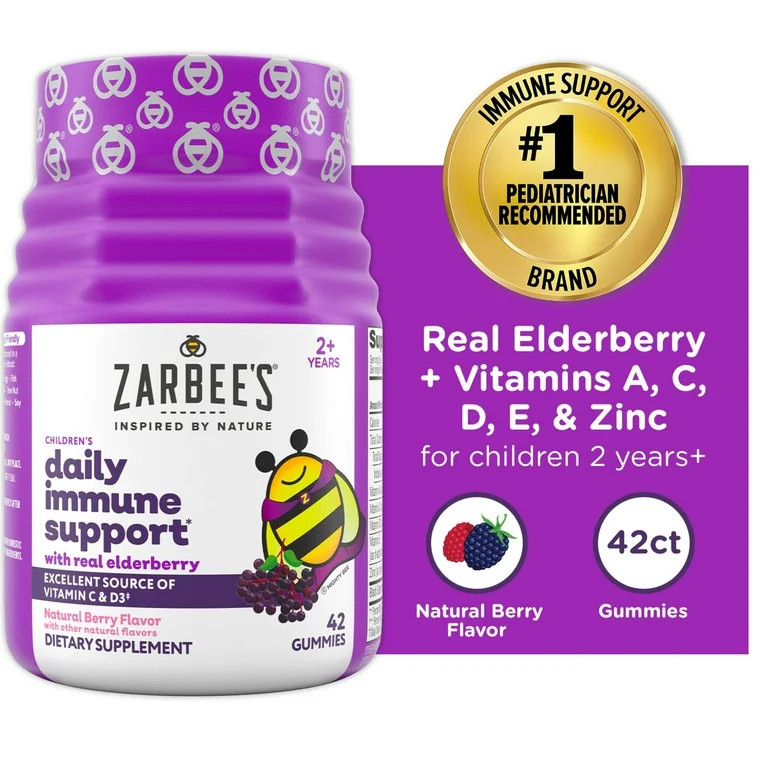 Zarbee's Kid’s Immune Support Gummies- Elderberry, Vitamins, Zinc, 42ct | Walmart (US)