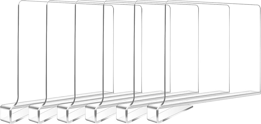 Hiziwimi 6PCS Clear Acrylic Shelf Dividers, Shelf Separator, Adjustable Clothing Organizer, Trans... | Amazon (CA)