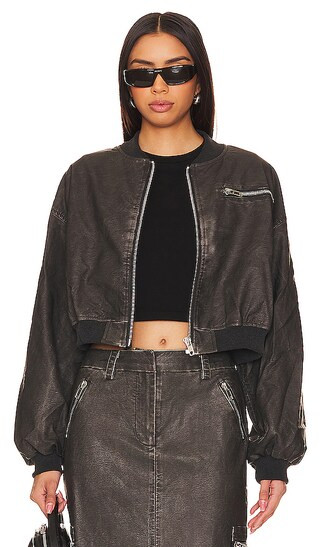 Avery Bomber in Vintage Black | Revolve Clothing (Global)