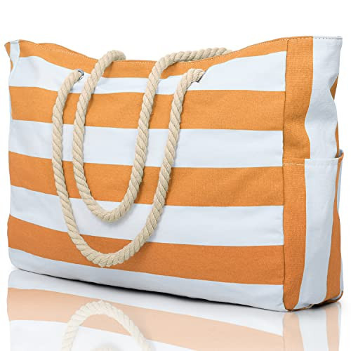 Becokan Beach Bags for Women - Large Waterproof Beach Tote with Zipper - Sandproof Swim Pool Bag | Amazon (US)