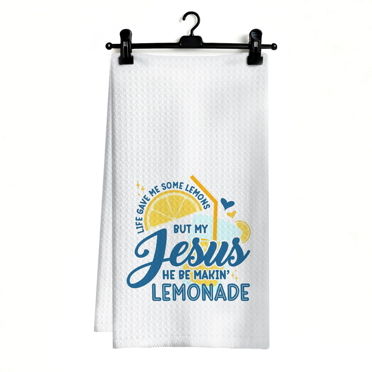 Christian Jesus Lemon Kitchen Dish Towels, Lemon Gifts for Women, Yellow and Blue Summer Lemonade Hand Tea Towels for Kitchen Bathroom Decor, 16x24 Inch | Amazon (US)