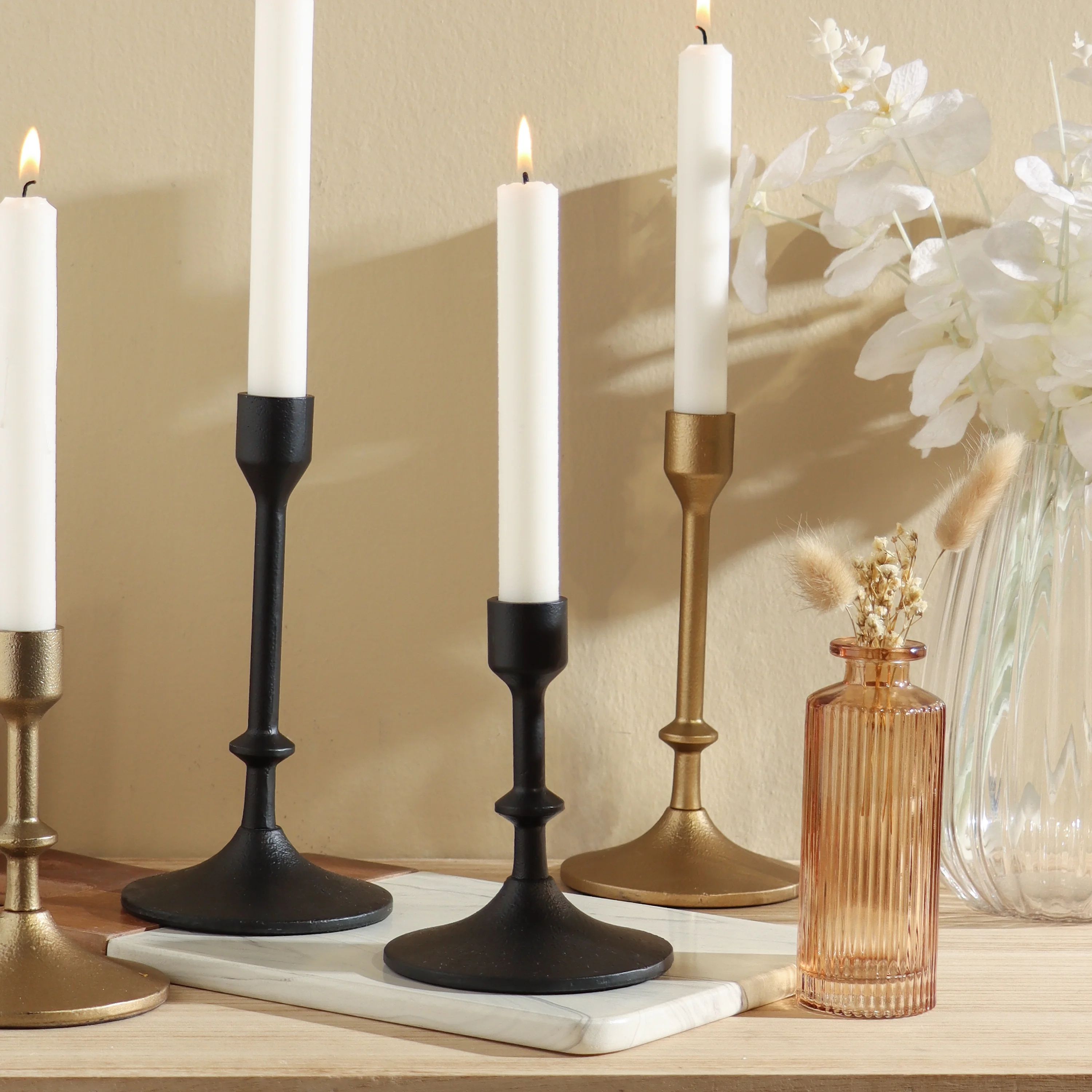 Better Homes & Garden 5.3" Decorative Black Cast Iron Taper Candle Holder, Medium | Walmart (US)