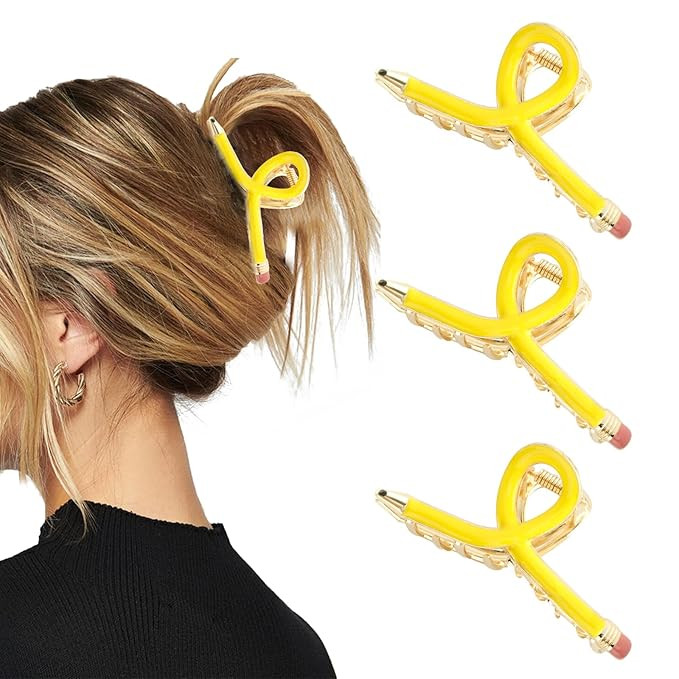 3Pcs Pencil Claw Clips Cute Unique Teacher Hair Clips for Funny Teacher Accessories Back To Schoo... | Amazon (US)