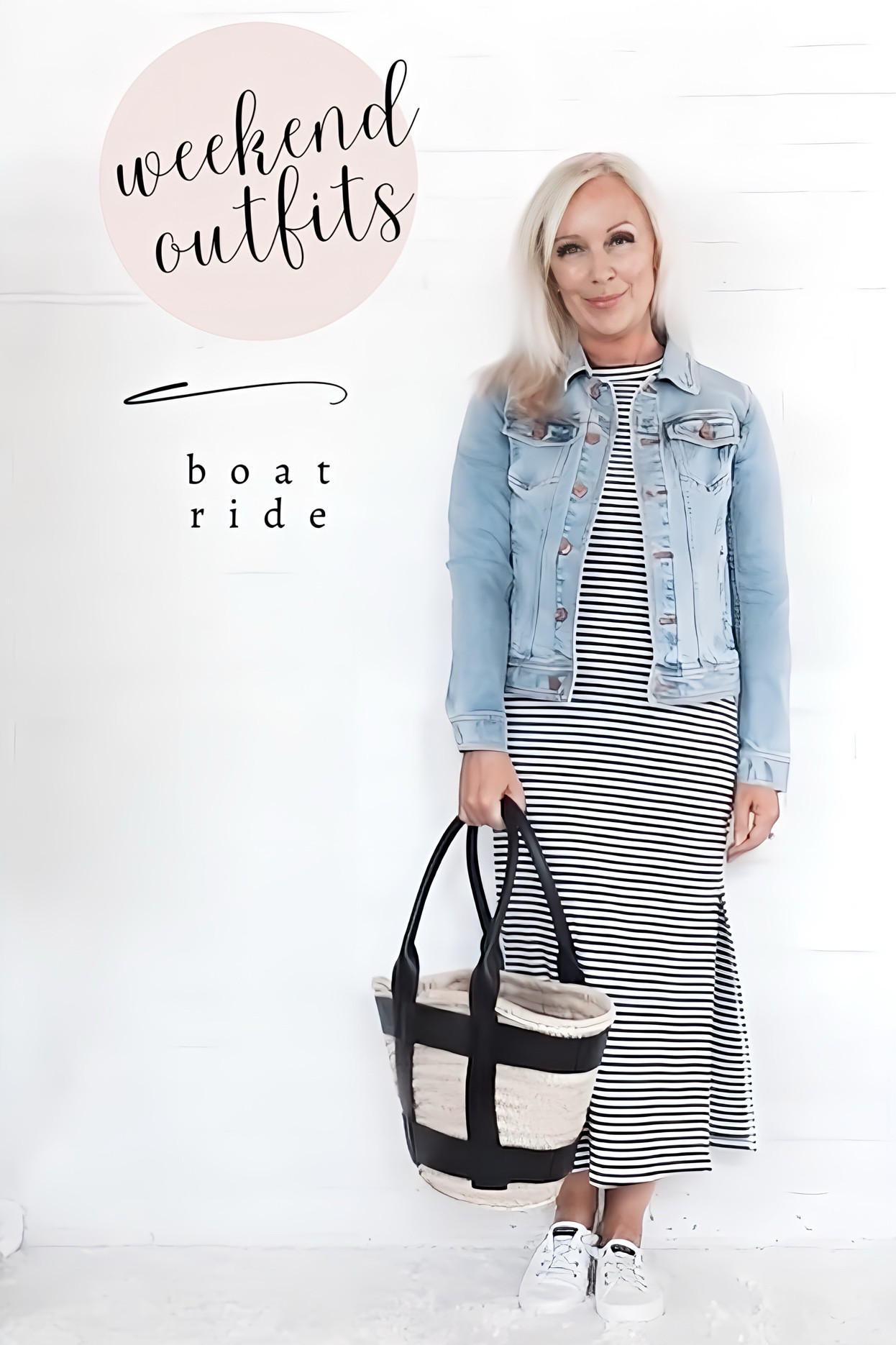 Weekend Outfits - Boat Ride: a striped tank dress paired with a denim jacket & straw tote is the perfect outfit for a late summer boat ride. Don’t forget canvas deck shoes that won’t scuff the boat!

#LTKItBag #LTKSeasonal #LTKOver40