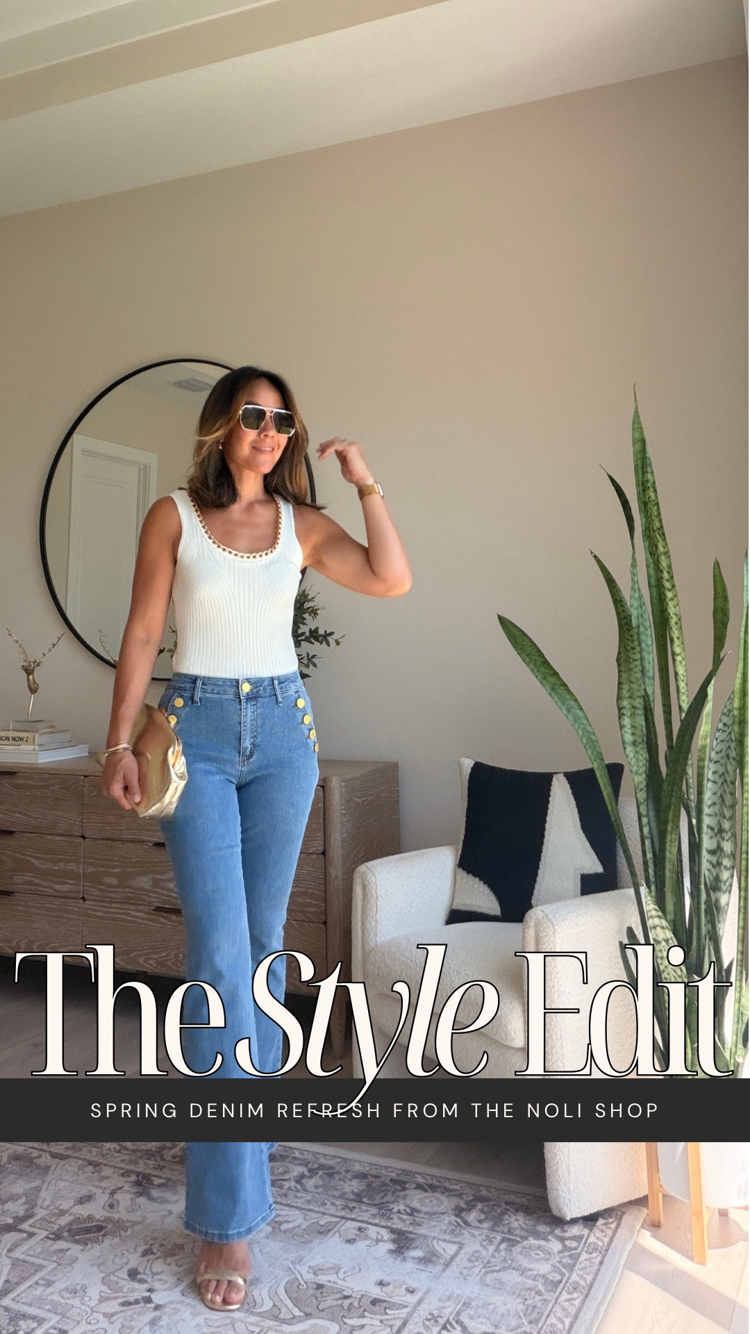 Date night, but make it denim👖✨

Loving this pair of jeans from @thenolishop ~ the Allegra in medium blue with the gold side button detail that really makes a statement. Has that four-way stretch that moves with you and holds its shape. Wearing their Millie Knit Tank in pearl, a gold clutch and gold heels✨

#LTKgrwm #LTKootd #LTKSaleAlert