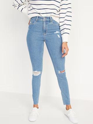 High-Waisted Rockstar Super-Skinny Ripped Ankle Jeans for Women | Old Navy (US)