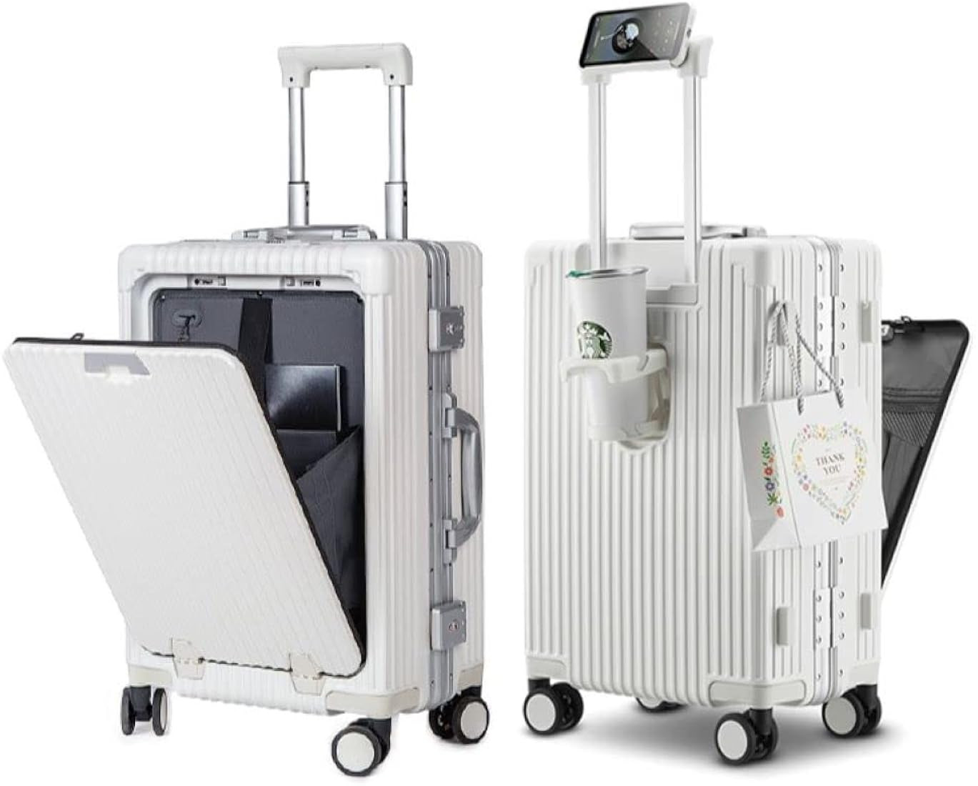 diwolor Carry On Luggage,PC Hardside Suitcase with Front Pocket, USB Charging Port,Spinner Trolle... | Amazon (US)