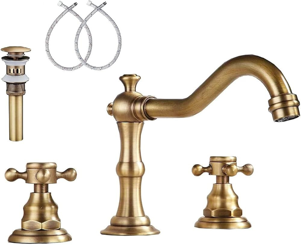 YBlucklly Lavatory Widespread Bathroom Sink Faucet Antique Brass Mixer Tap Washing Room Vanity Fa... | Amazon (CA)