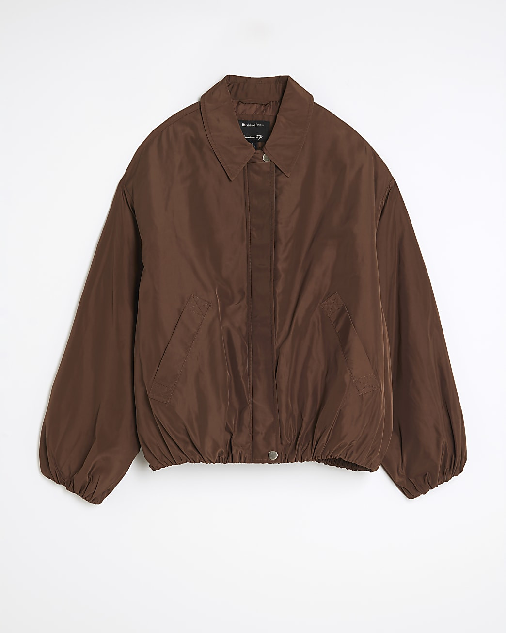 Brown Bubble Hem Bomber Jacket | River Island UK & IE