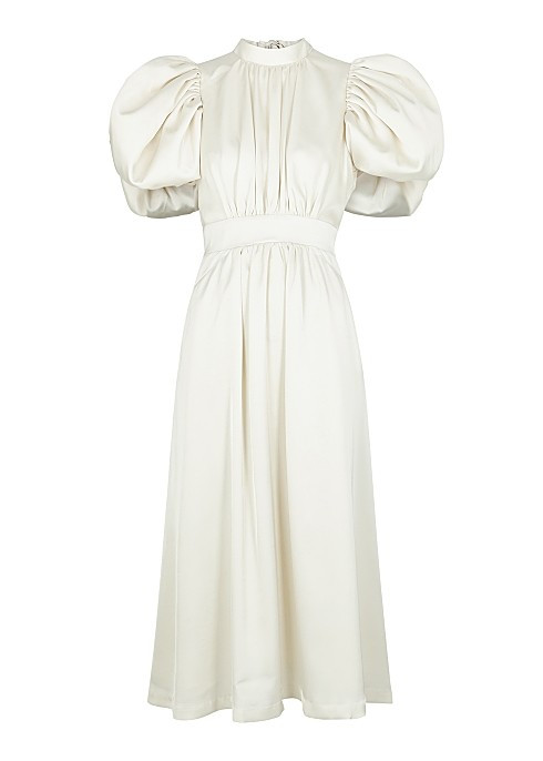 Noon cream satin midi dress | Harvey Nichols 