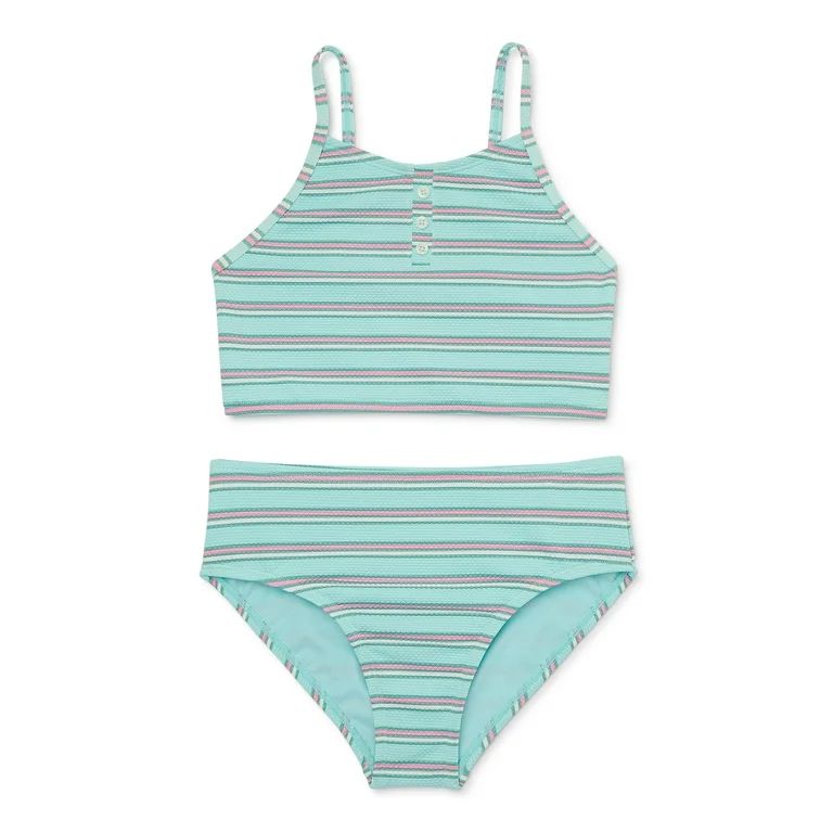 Wonder Nation Girls 2 Piece Henley Bikini Swimsuit, Sizes 4-16 | Walmart (US)