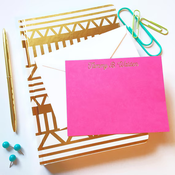 gold foil notecards, monogrammed stationery set, wedding stationery, thank you notecard set, pers... | Etsy (US)