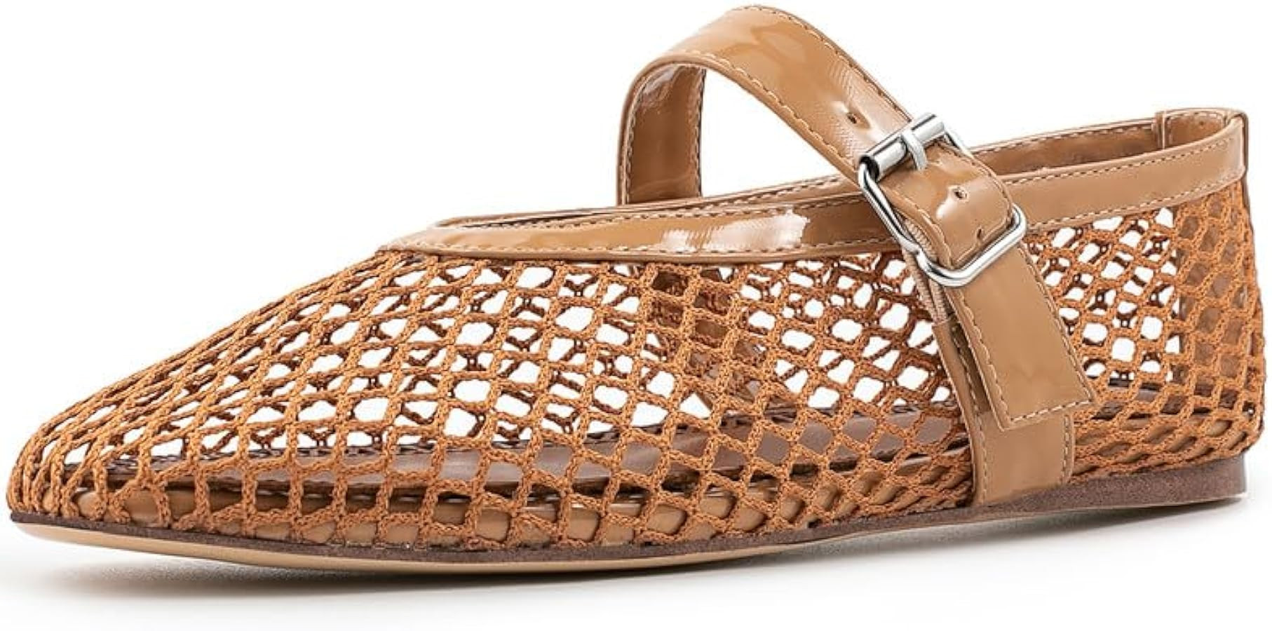 AMINUGAL Mesh Ballet Flats Shoes for Women Fashion Round Toe Fishnet Flats for Women Buckle Strap... | Amazon (US)