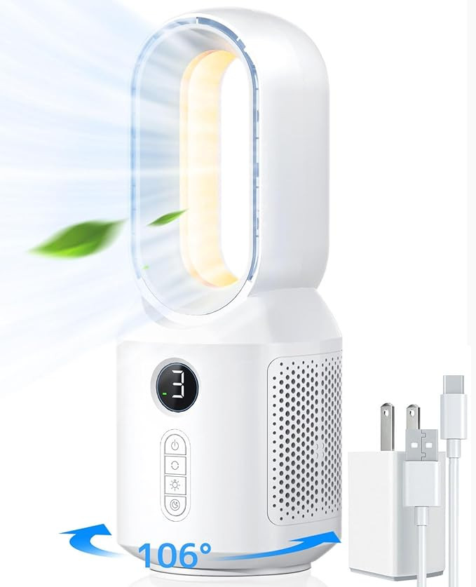 let'me Desk Fan, 106° Oscillating Fan for Indoors,Bladeless Fan with 3 Speeds, Small Office Fan ... | Amazon (US)