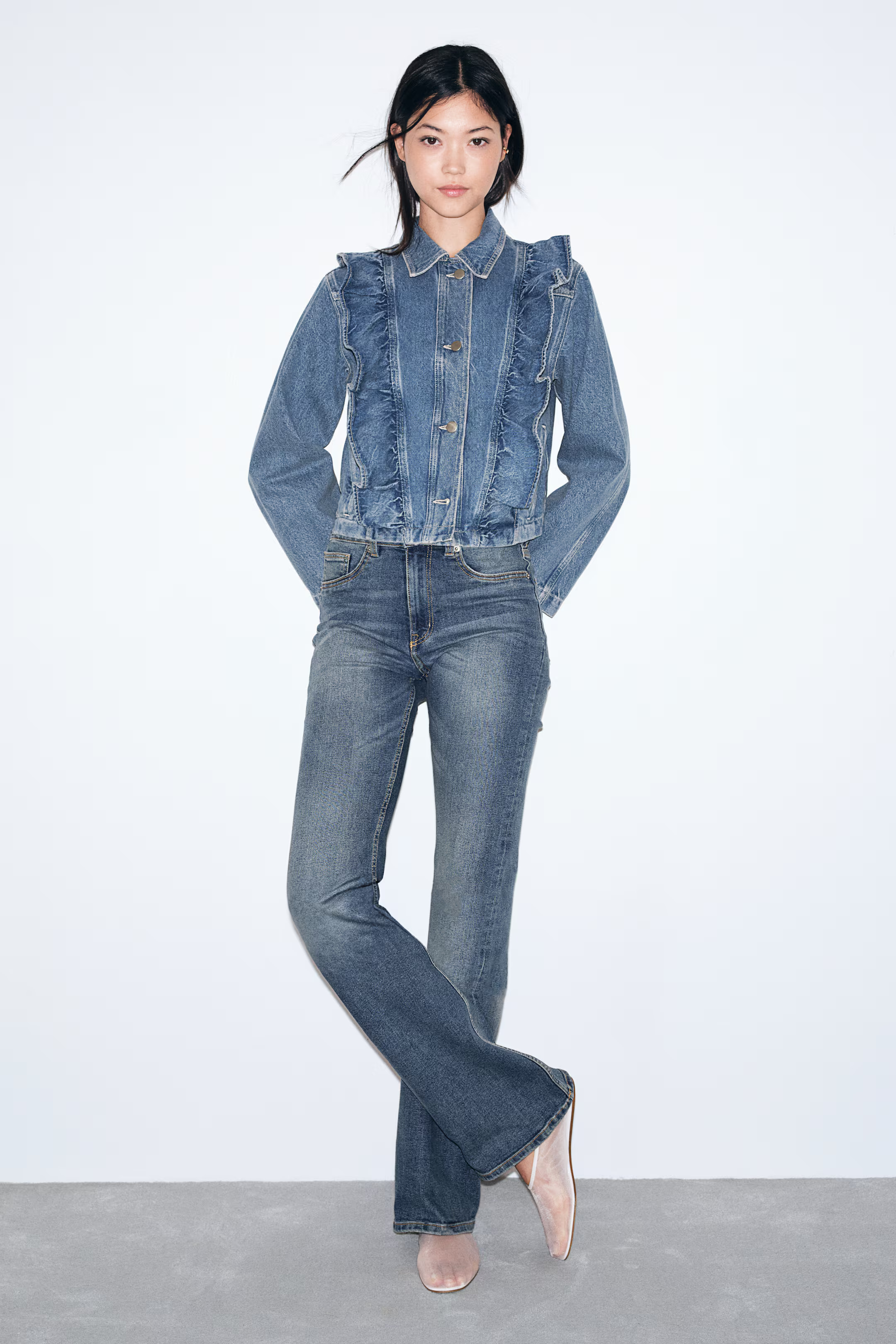 Ruffle-Trimmed Denim Jacket | H&M (US + CA)