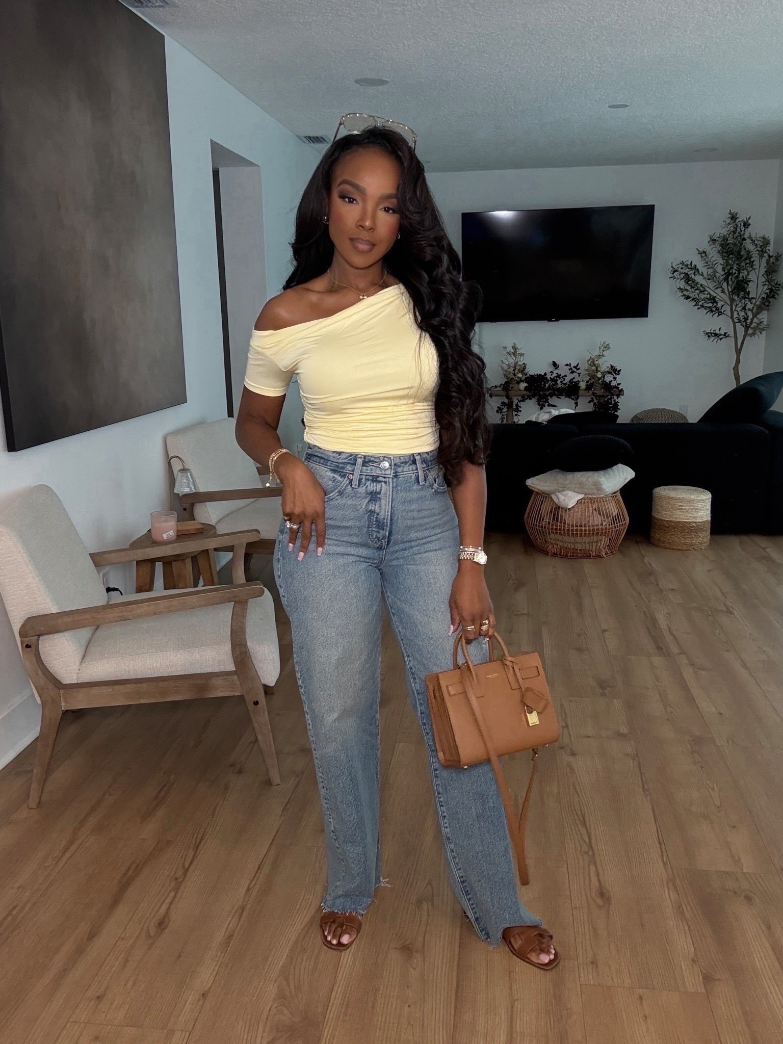 Scroll to shop this effortless everyday outfit featuring a soft yellow off-shoulder top styled with relaxed straight-leg denim and classic brown accessories for a timeless, flattering look. This combination is perfect for spring outfits 2026 and casual date night outfits, and it’s an easy formula you can style multiple ways to lower the cost per wear.

Perfect for weekend outings, casual lunches, travel days, or everyday work outfits when you want something comfortable but still polished.

5'4" | 138 lbs | 34D bust | 27" waist | 40" hips

#LTKootd #LTKvlog