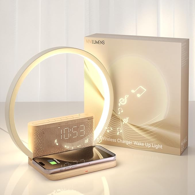 Vivilumens Sunrise Alarm Clock Wireless Charger, 10 White Noise Sound Machine Alarm Clock with 30... | Amazon (US)