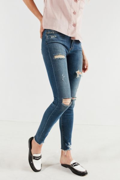 AGOLDE Sophie High-Rise Distressed Cropped Skinny Jean â€“ Edition - Vintage Denim Medium 24 at Urban Outfitters | Urban Outfitters US