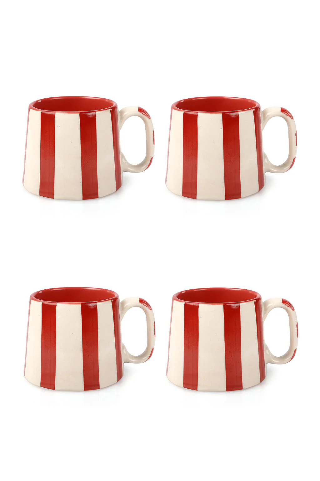Ceramic Red Stripe  Coffee cup - 3.5 x 2.5 Inches ( Set of 4 ) | Jones & Daughters