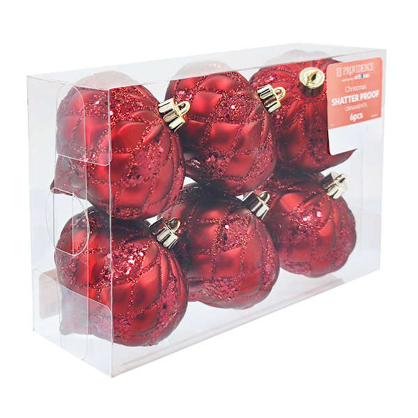 Providence 6-Count Dark Red Glittered Onion Ornaments, 3" | At Home