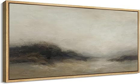 MUDECOR Extra Larg Framed Canvas Print Wall Art Foggy Mountain Horizon Landscape Neutral Tones Ab... | Amazon (US)