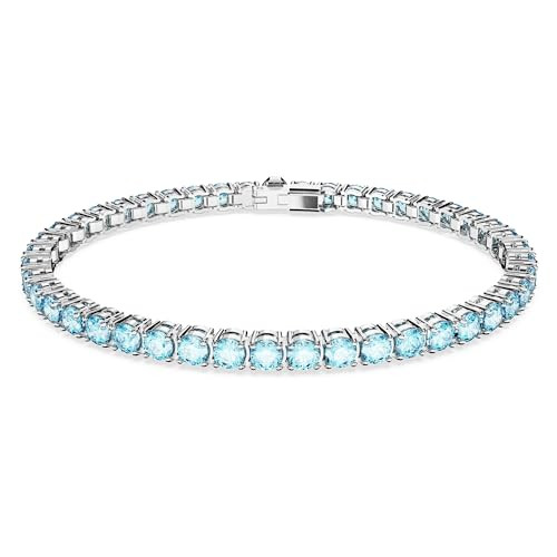 Swarovski Matrix Tennis Bracelet, Round Cut, Blue, Rhodium Finished | Amazon (US)