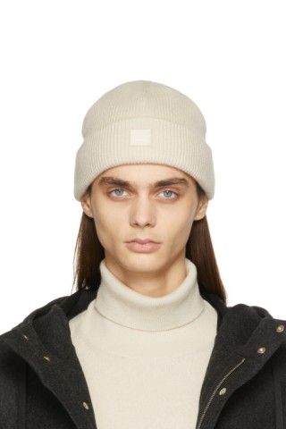 Beige Rib Knit Beanie | SSENSE