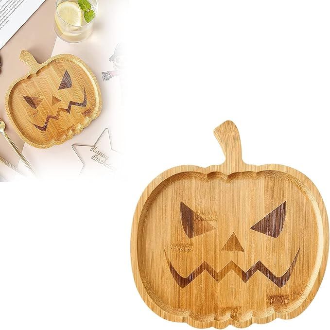 Amazon.com: Halloween Pumpkin Wooden Appetizer Board, Halloween Pumpkin Plate, Shaped Plate, Deco... | Amazon (US)
