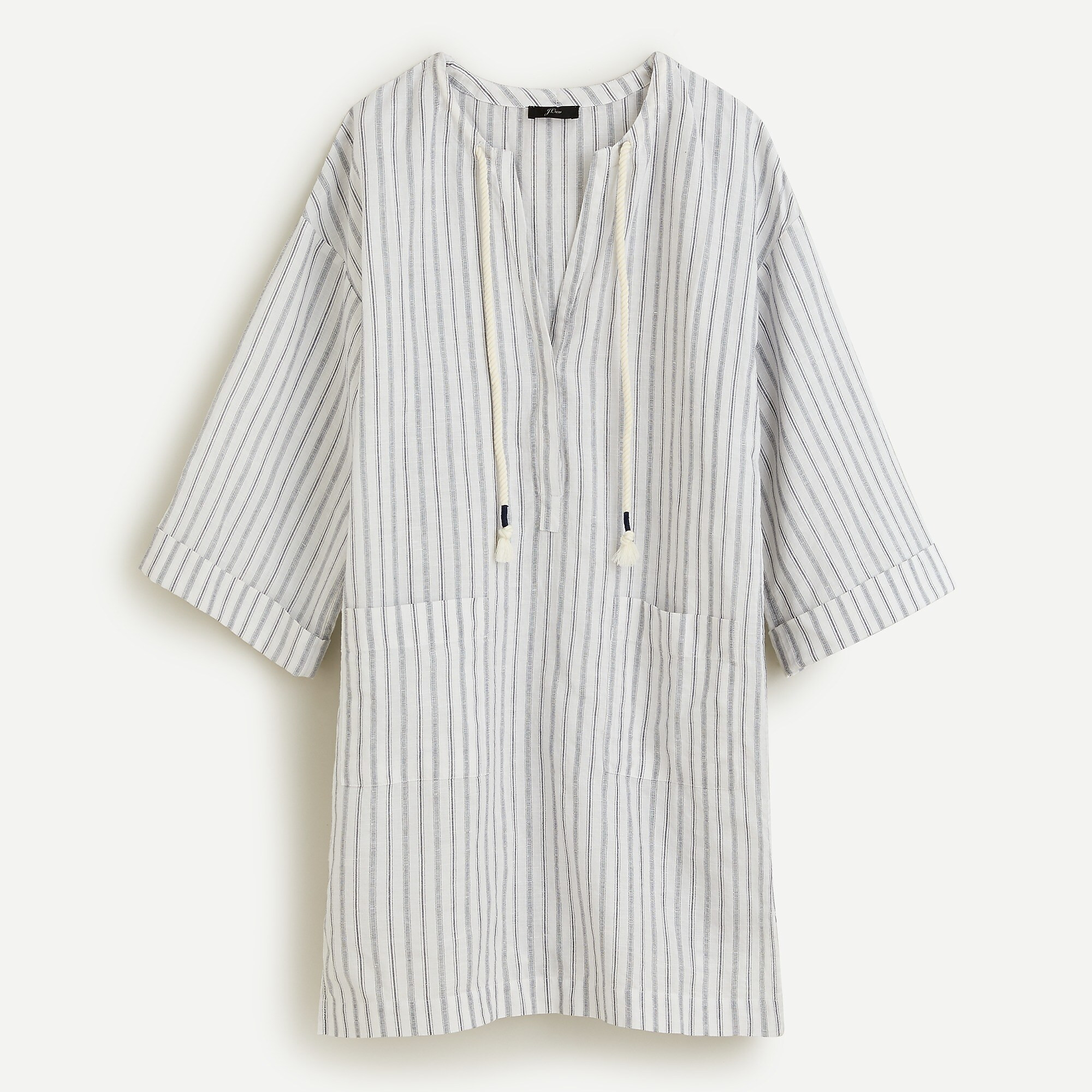 Cotton-linen V-neck beach tunic in stripe | J. Crew US