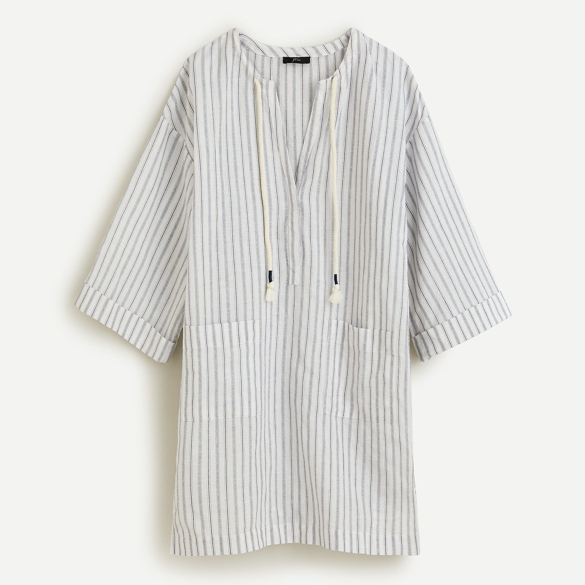 Cotton-linen V-neck beach tunic in stripe | J.Crew US