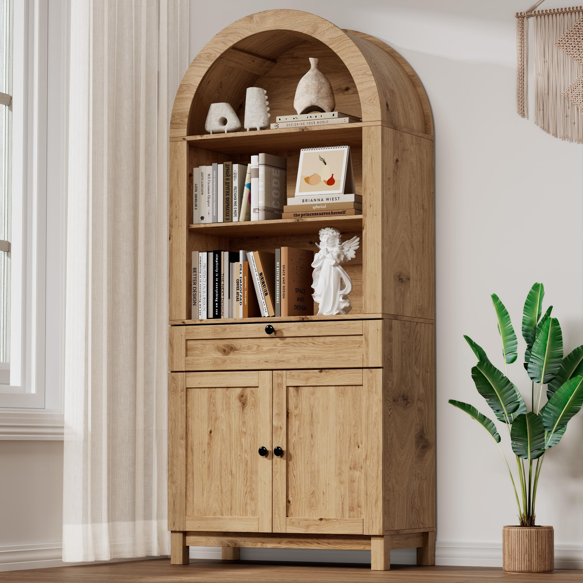 Arched Pantry Cabinet, 71" Kitchen Pantry Cabinet with Smooth Gliding Drawers and Adjustable Shel... | Amazon (US)