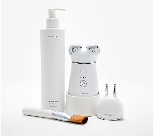 NuFACE Trinity+ w/ELE Attachment, Aqua Gel, and Brush - QVC.com | QVC