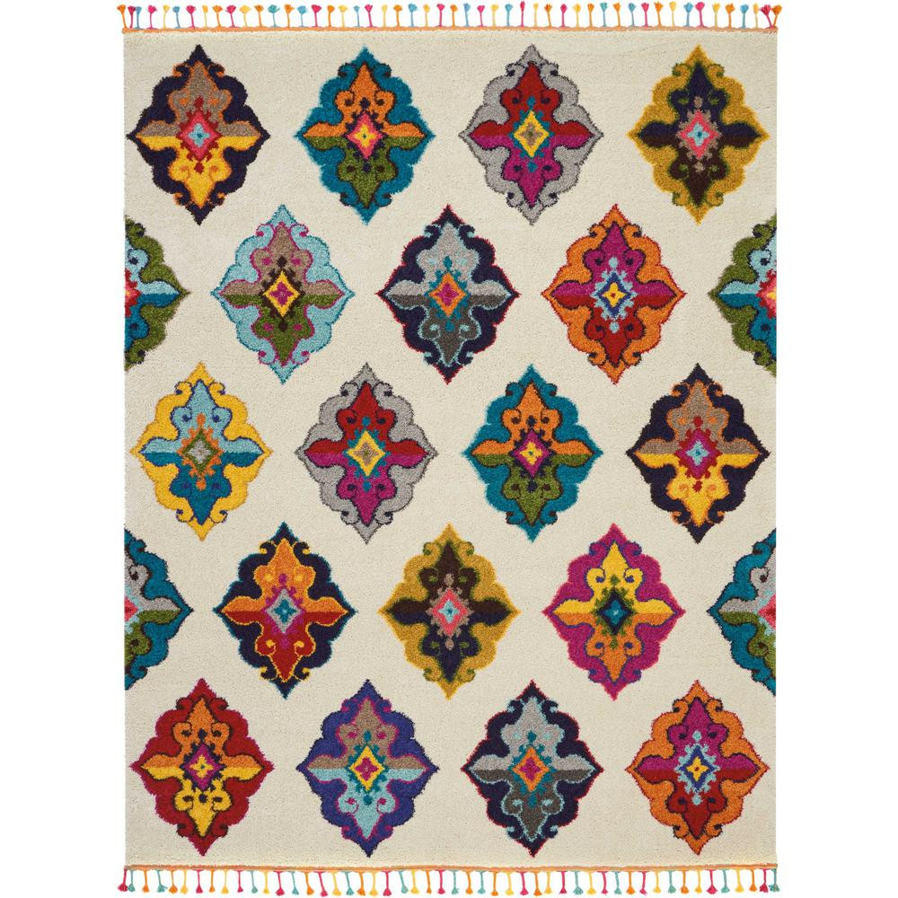 Nourison Moroccan Casbah Ivory/Multicolor 9 ft. x 12 ft. Moroccan Transitional Area Rug | The Home Depot