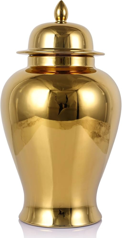 Jarrón grande de jengibre de 15 pulgadas para decoración del hogar, jarrón decorativo de cerá... | Amazon (US)