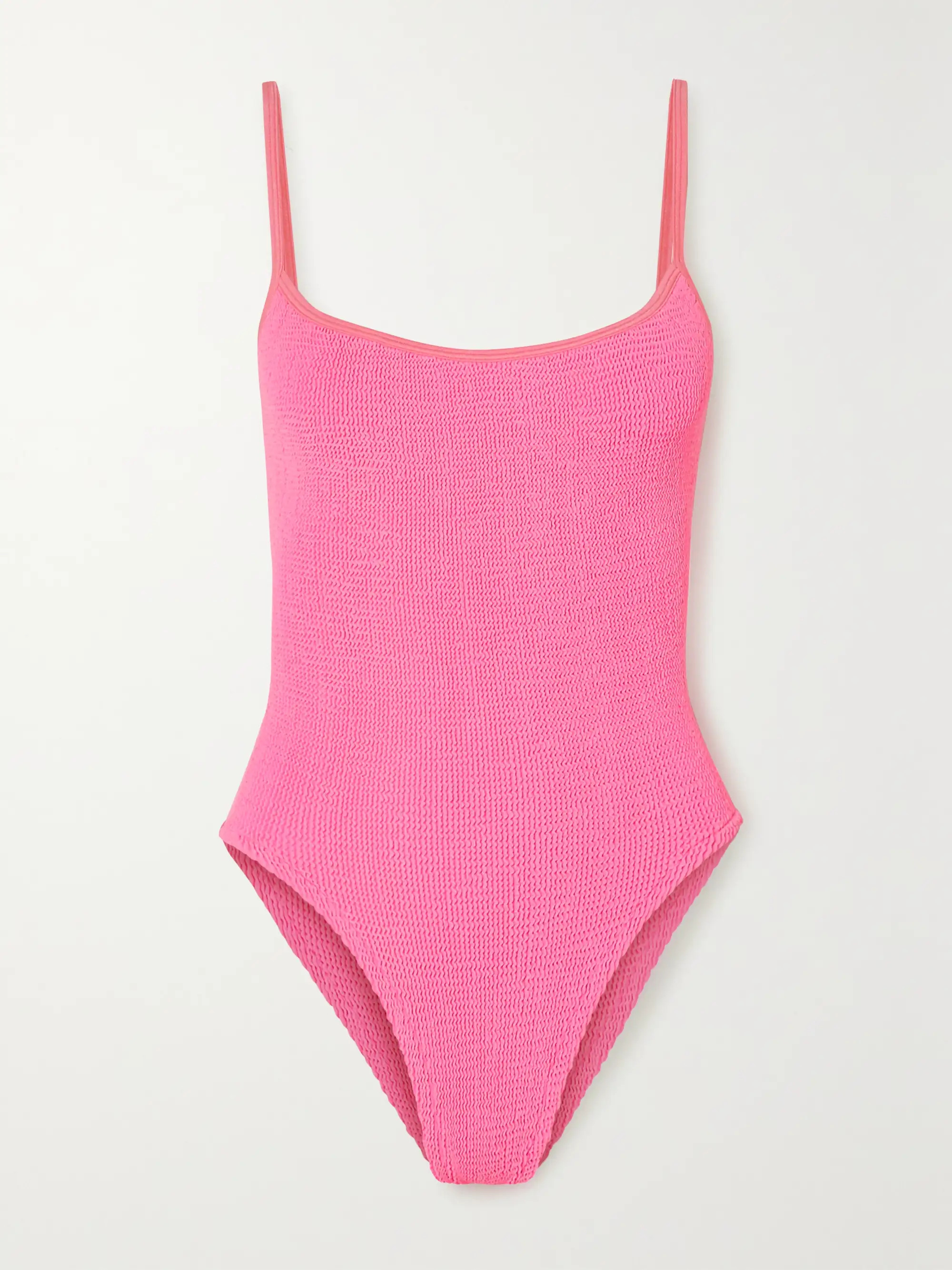 Bright pink + NET SUSTAIN  Pamela seersucker swimsuit | HUNZA G | NET-A-PORTER | NET-A-PORTER (US)