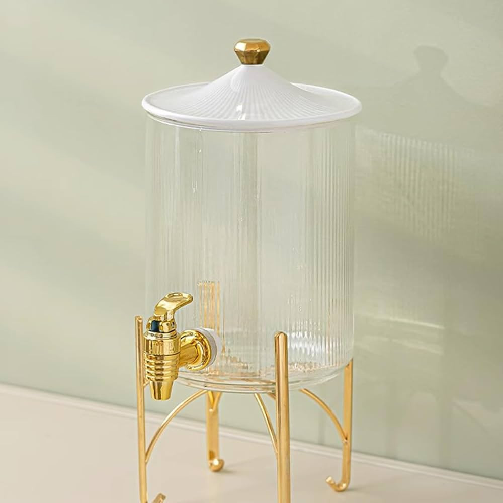 HM&DX 1 Gallon Clear Glass Beverage Dispenser with Stand and Lid,Stainless Water Faucet Drink Dis... | Amazon (US)