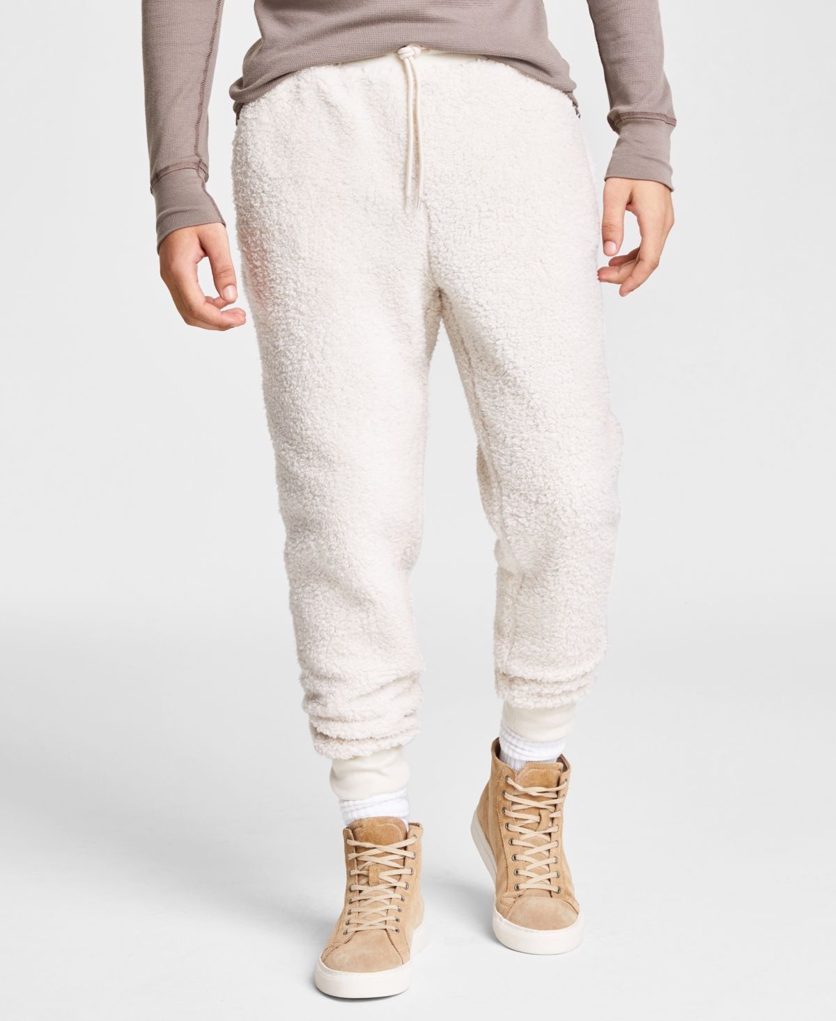 Sun + Stone Men's Solid Sherpa Jogger Pants, Created for Macy's | Macys (US)